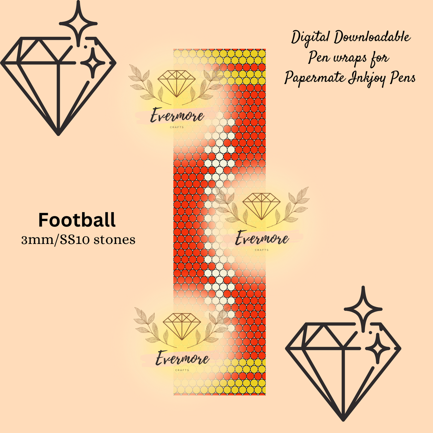 Red and Yellow Football Pen Template - Digital Download