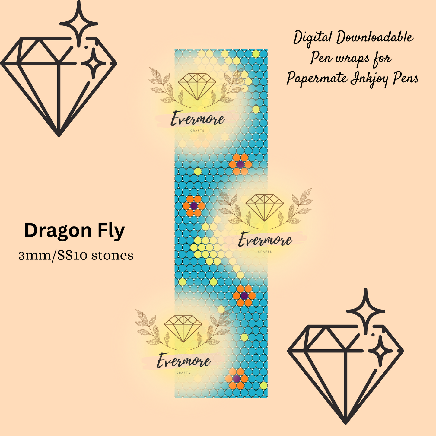 Dragon Fly Pen Template - Digital Download