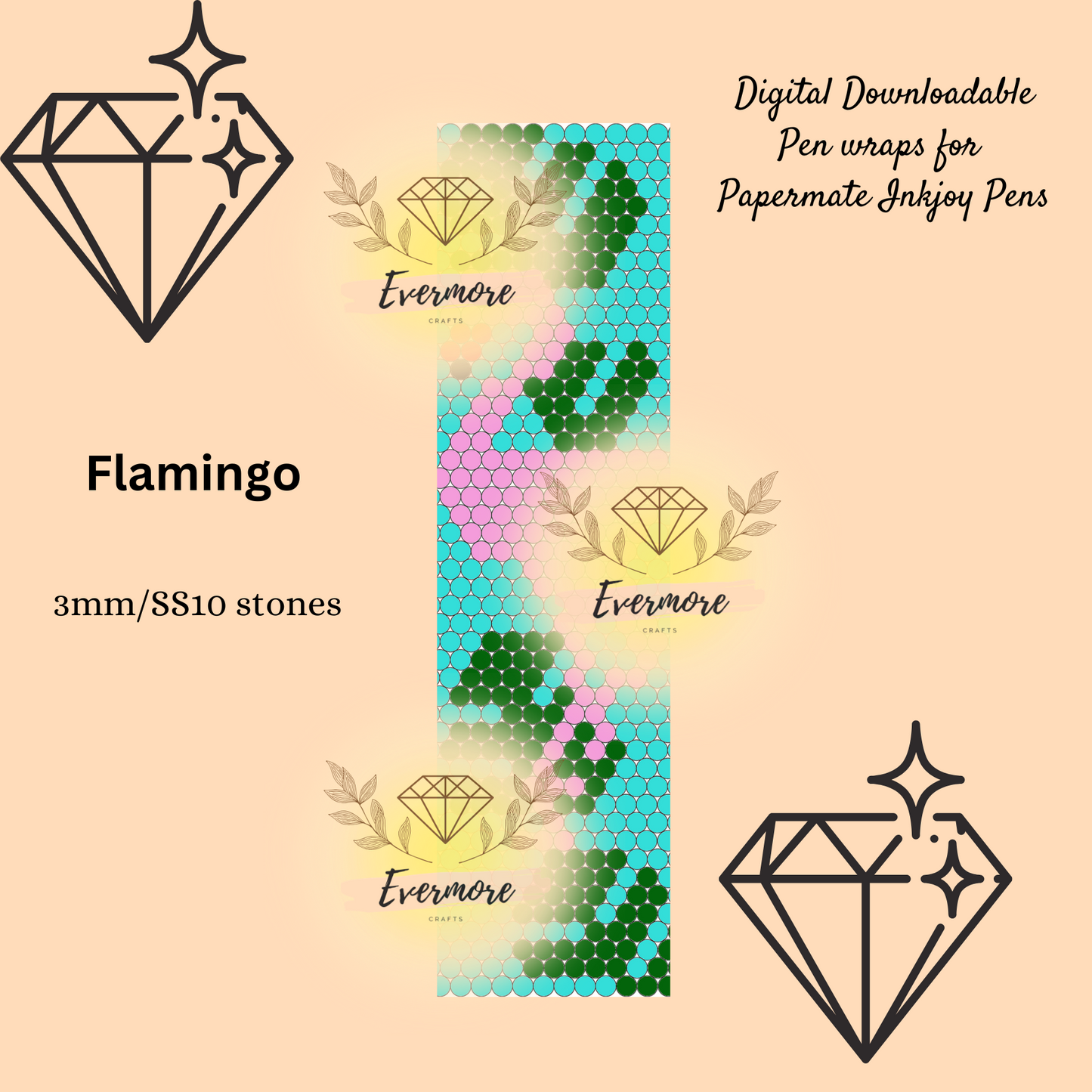 Flamingo Pen Template - Digital Download