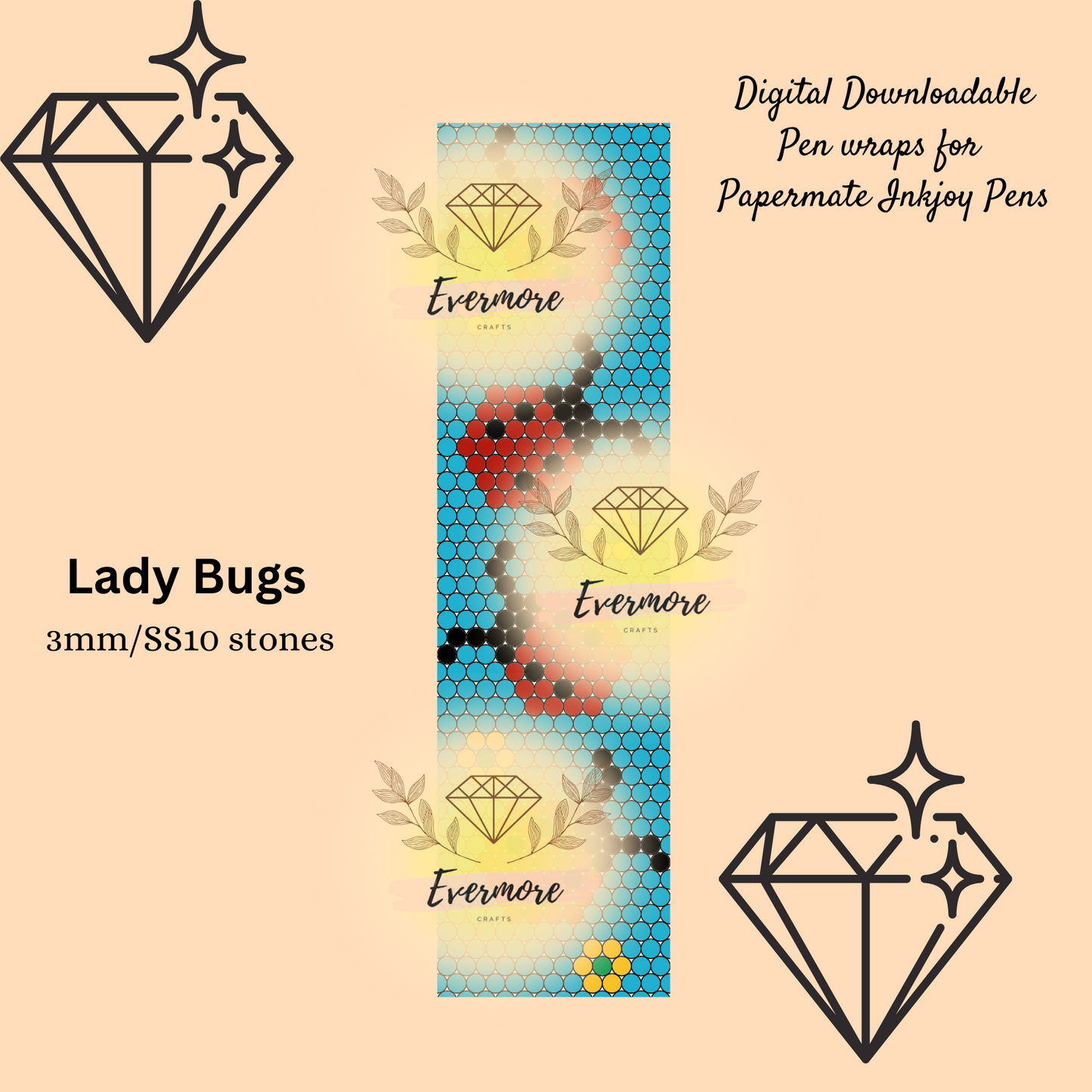 Lady Bug Pen Template - Digital Download