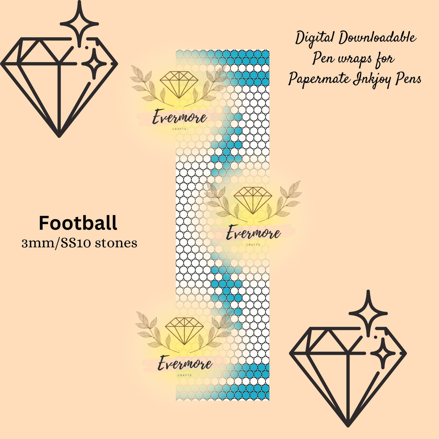 Blue & Silver Football Pen Template - Digital Download