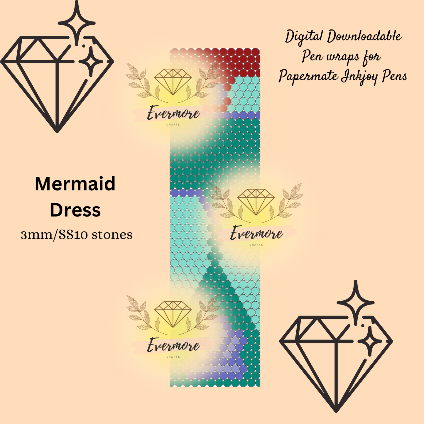 Mermaid Pen Template - Digital Download