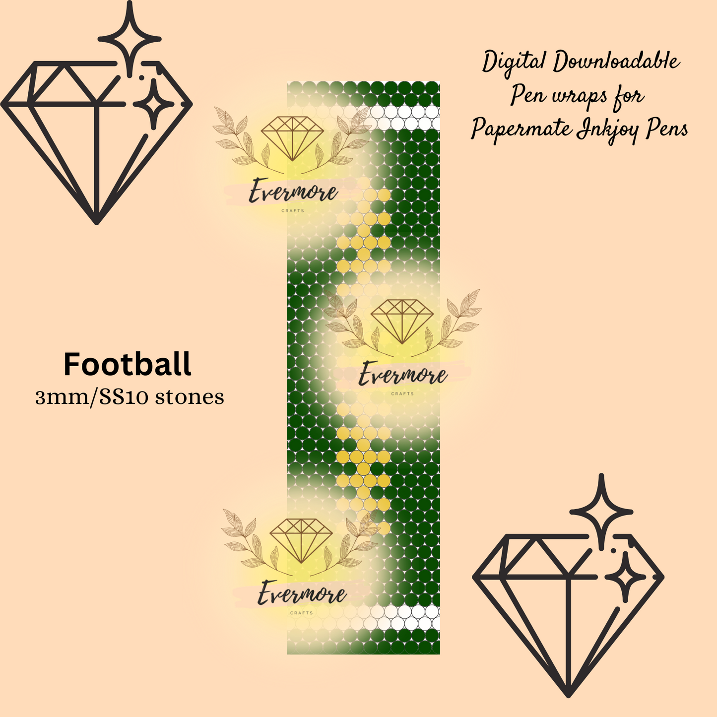 Green & Yellow Football Pen Template - Digital Download