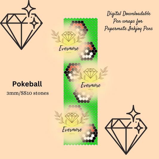 Red & White Balls with Green Background Pen Template - Digital Download