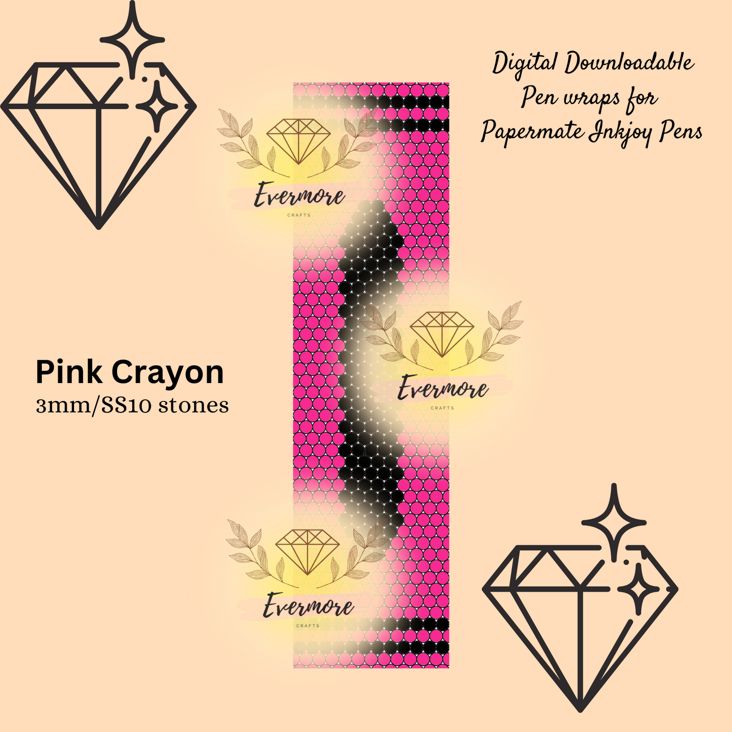 Pink Crayon Pen Template - Digital Download