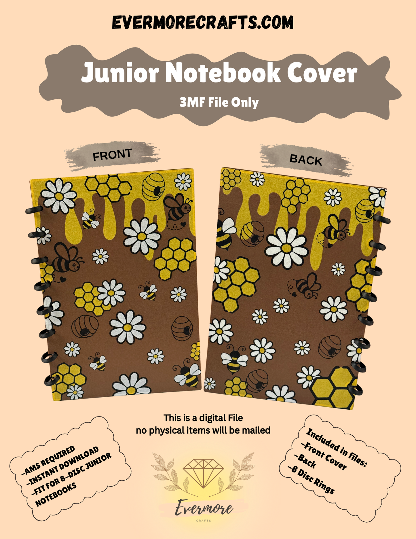 Bees and Honey Notebook 3MF File