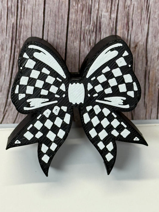 Checkered Bow Straw Topper