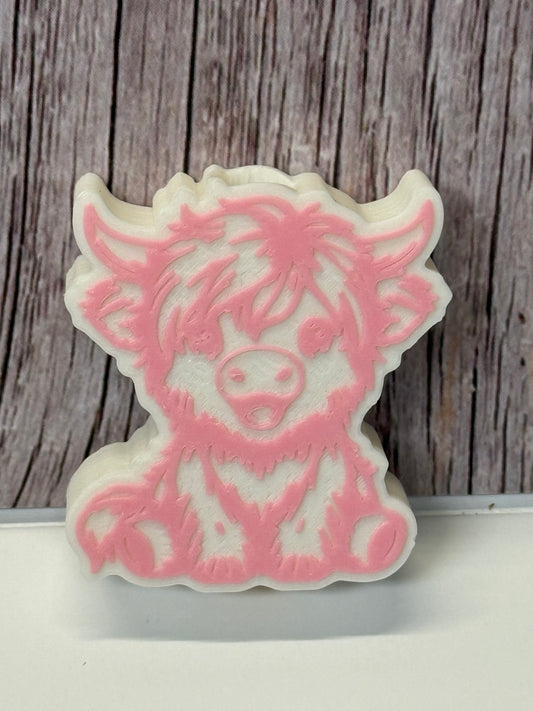 Pink Highland Cow Straw Topper