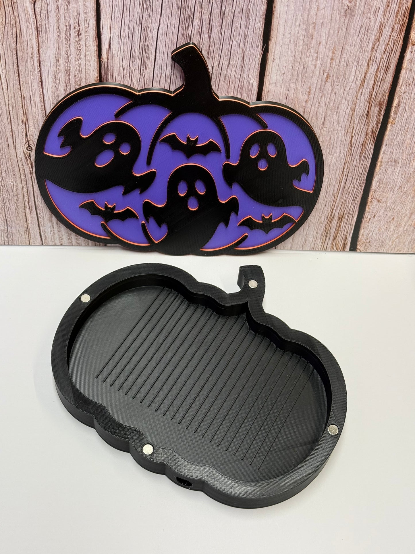 Pumpkin Ghost Tray with Lid