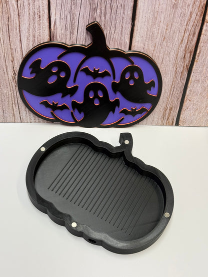 Pumpkin Ghost Tray with Lid